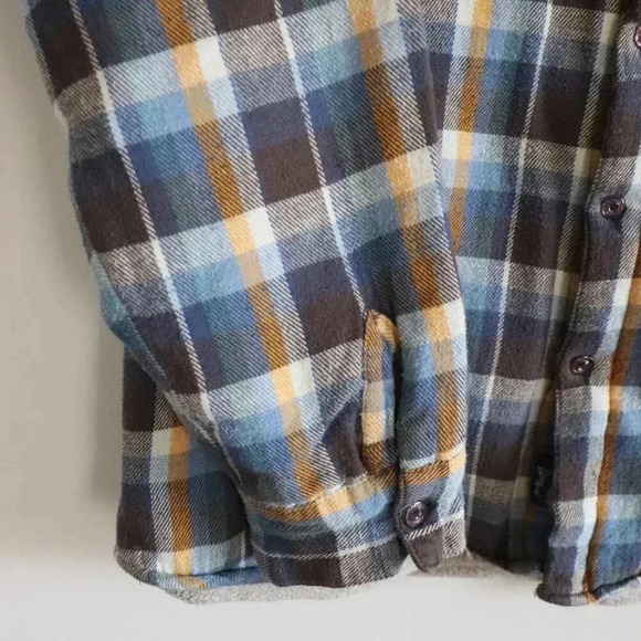 Billabong Plaid Men's Medium Blue Fleece Long Sleeve Button Down Collared Jacket - Picture 8 of 14